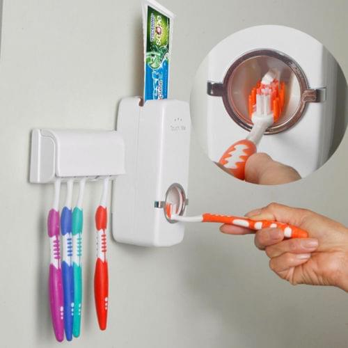 Intelligent A one-button Automatic Toothpaste Dispenser 5 Toothbrush Holder Set With Bathroom Wall mount Bracket Must-see Sale
