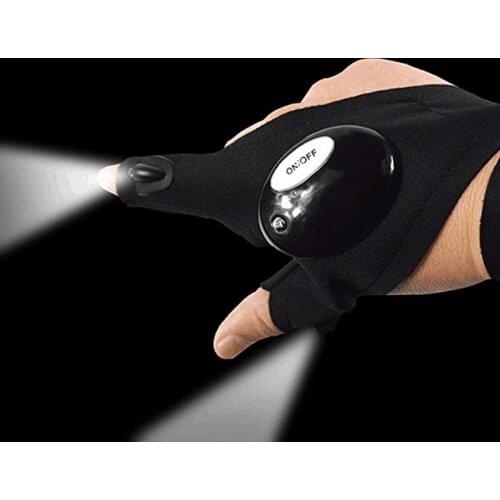 Bicycle Gloves Finger LED Outdoor Sports Fishing Cycling Half Fingers Glove With Light Bike Repair LED Gloves Equipment BC0639