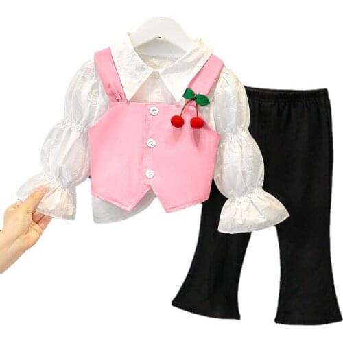 Baby boy vest set girls new three-piece set spring and autumn Korean version of childrens clothing