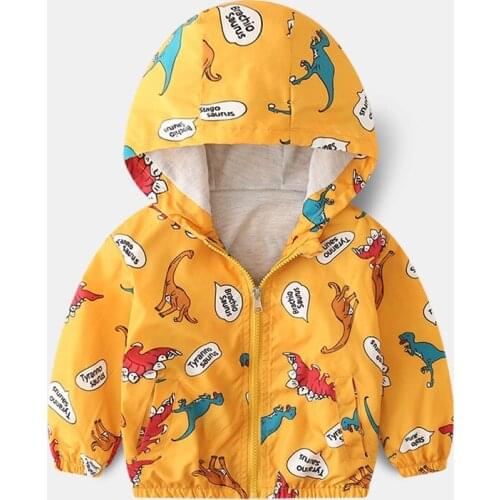 ZWF396 Spring Autumn Children Coat Kids Jacket Boys Girls Outerwear Boy Fashion Cartoon Print Windbreaker Baby Clothes Clothing