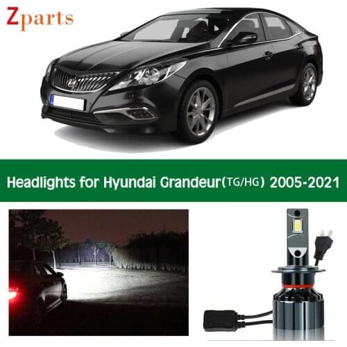 1 Pair Car Bulbs For Hyundai Grandeur TG HG 2005 - 2021 Kit Hid LED Xenon Lamp Headlight Lights Bulbs 12V Low High Beam 6000K