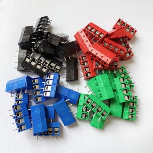 10PCS/LOT kf301-4p splice, screw type PCB spacing 5.0 terminal, Copper foot iron pin four-color KF301 red, green, black, blue