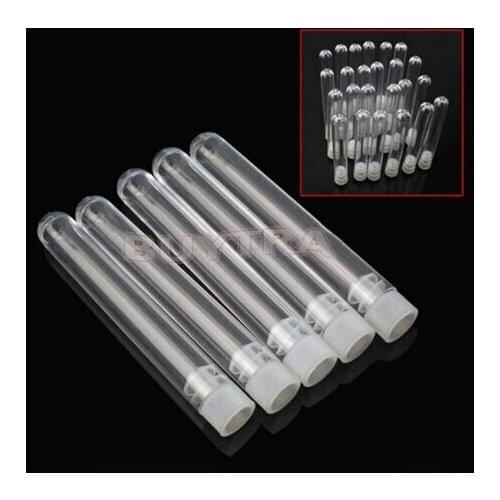 10Pcs Clear Plastic Test Tubes With Caps Stoppers Lab Test Tubes DIY Handmade Beading Beads Storage Tube 12x100mm