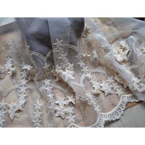3 Yards Retro Venice White Cotton Lace Trim Star Lace Trim Sewing Costume Apparel Supplies 21cm/8.26 inches