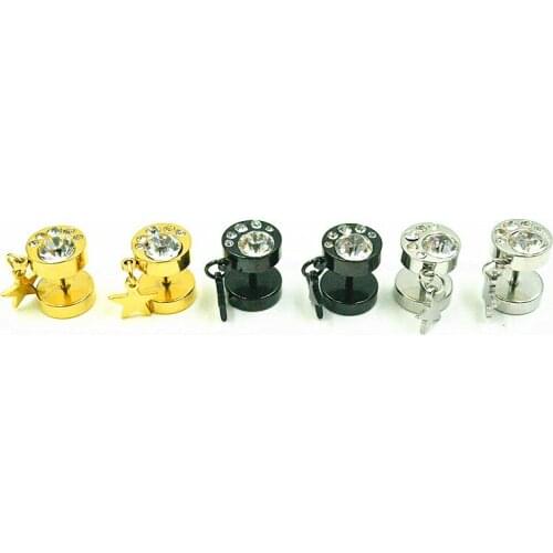 50pcs Free Shippment Body Jewelry- Stainless Steel Cheat Ear Plug Fake Ear Plug Illusion PlugsTunnels with Stars