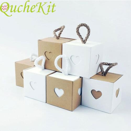 50pcs Square Heart Shape Kraft Paper Box Soap Chocolate Candy Gift Packaging Box For Party Favor Birthday Wedding Christmas