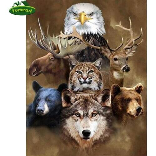 5D Diy Diamond Painting by Number Picture of Rhinestone Diamond Art Embroidery Cross Wolf Bear Elk Deer Eagle Mosaic Full Stones