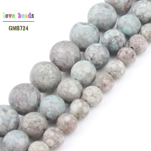 6mm 8mm 10mm Matte Cyan-Blue Flower Jaspers Beads DIY Beads for Jewelry Making 15 inch Bracelets for Women