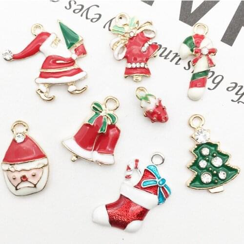 8Pcs/set Mixed Creative Christmas Pendant Ornaments DIY Metal Crafts Xmas Jewelry Necklace Bracelet Party Wedding Decorations Gi