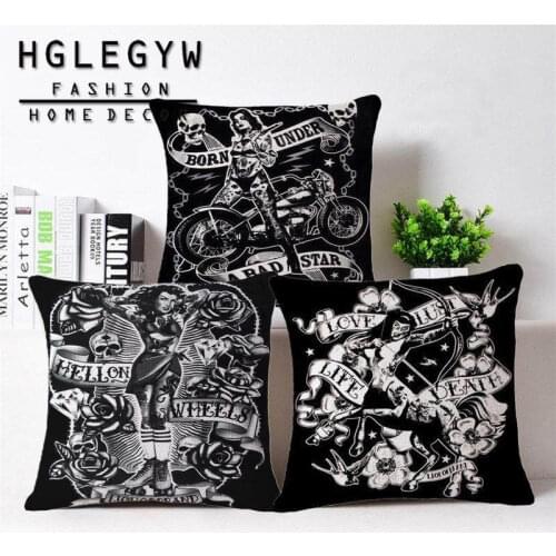 Abstract Characters Throw Pillowcase Cotton Linen Printed Pillow Cover Office Home Sofa Seat Decor Cushion Cover 45*45CM