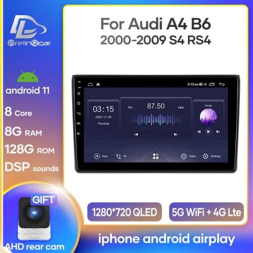 Prelingcar For Audi A4 B6 2000-2009 S4 RS4 Android 10 Car Radio Stereo Receiver Auto Video Player Multimedia Navigation GPS