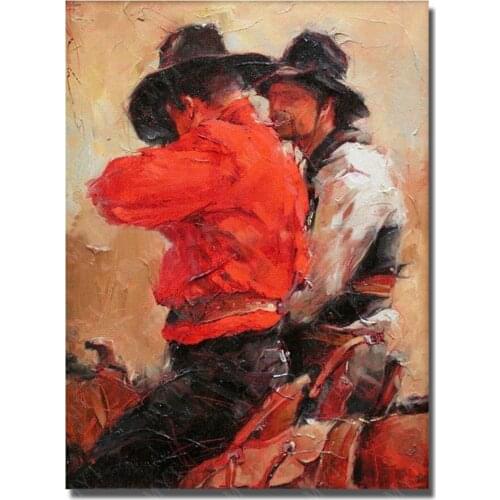 Free Shipping Ride Horse Paintings for Living Room Wall Figure Oil Painting Handpainted Cheap Modern Paintings No Framed