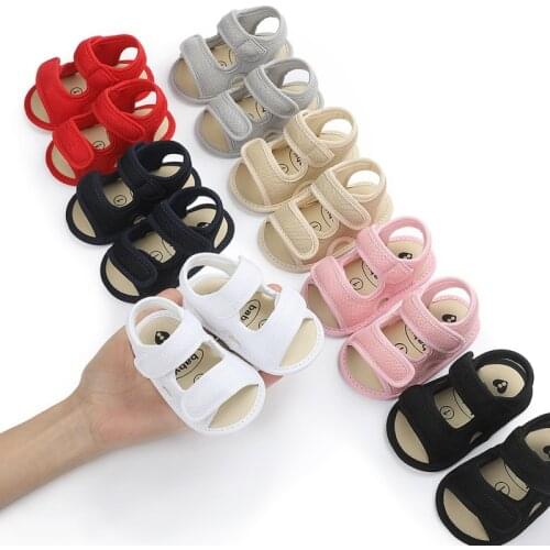 Baby Boys Girls Soild Summer Breathable Anti-Slip Shoes Sandals Toddler Soft Soled Shoes 0-18 Months Hollow Shoes