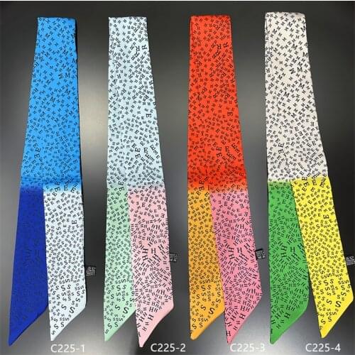 Brand Bag Scarf Women Twill Silk Scarf Skinny Scarves Ladies Mini Letters Design Wrist Towel Foulard Neckerchief Headband