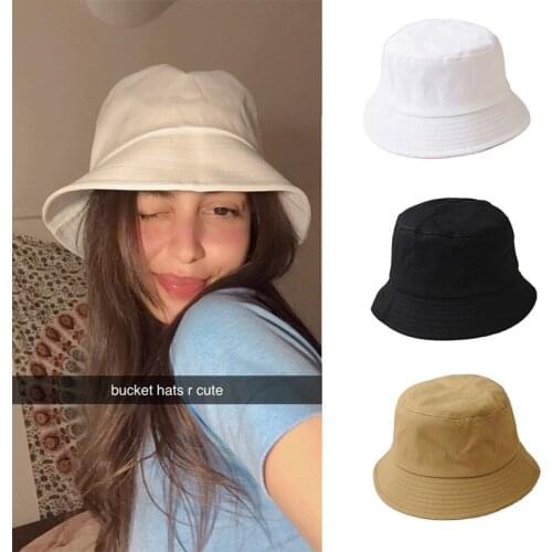 Black White Bucket Hat Unisex Cotton Fisherman Hat Summer Sunscreen Panama Cap Women Men Outdoor Beach Sun Hats
