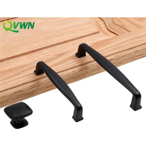 QVWN Black Furniture Handles Cabinet Knobs and Handle Kitchen Door Knobs Dresser Cupboard Wardrobe Pull Handle