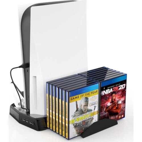 For SONY PlayStation 5 Vertical Stand Cooling Fan Stand Dual Controller Station Fast Charger for PS5 Console Disc Storage Rack
