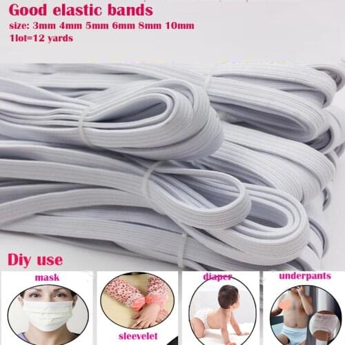 Good 12Yards/1ot Black/White Polyester Elastic Bands For Pants Diy Clothes Garment Sewing Accessories Wide 3MM/4MM/5MM/6MM/10MM