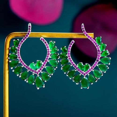 GODKI Yellow Micro CZ Inlay Sunrise Cubic Zircon Women Engagement Earrings Studs Jewelry Party Gift