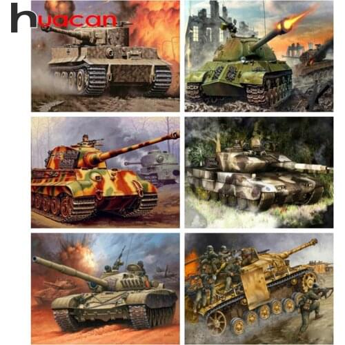Huacan 5d Diy Diamond Painting Tank Mosaic Embroidery War Full Square New Arrival Home Decoration