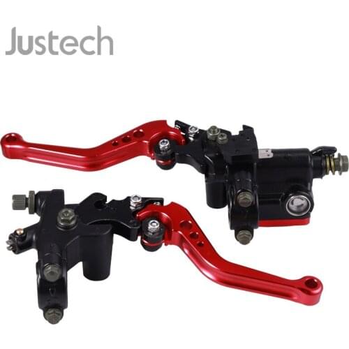 Justech For Motorcycle CNC Handlebar Brake Clutch Master Cylinder Lever Reservoir Left Right 22mm 7/8" Adjustable Brake Clutch