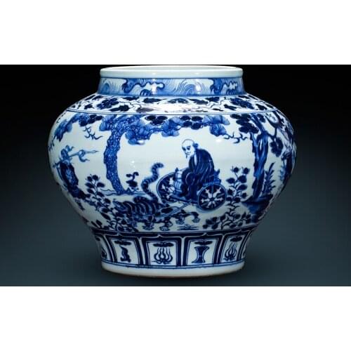 Jingdezhen Chinese vase Antique Hand-painted Imitation Blue And White Ghosts Downhill Canister Retro Living Room Ceramics vase