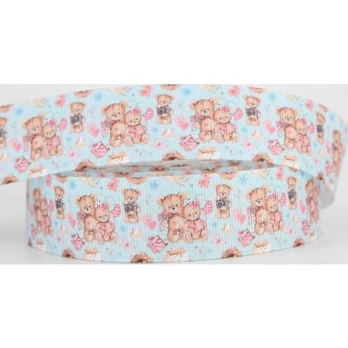 Cute bear printed grosgrain ribbon gift wrapping ribbon blue ribbon DIY hairbows handmade material 16mm 22mm 25mm 38mm 57mm 75mm