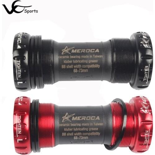 MEROCA 68-73mm black red ceramic bearing axis screw type KLUBER bicycle bottom bracket 105g 7075AL CNC bike axis 24mm BC1.37