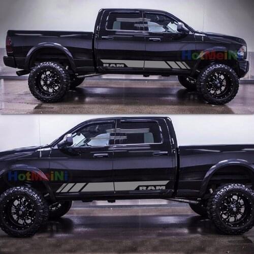 HotMeiNi 2x Side Stripe Decal Graphic Body Kit Car Sticker for Dodge Ram Hemi Grille Tail Light Cover Car Body Decal Accessories
