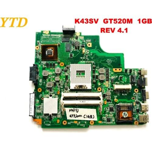 Original for ASUS K43SV laptop motherboard K43SV GT520M 1GB REV 4.1 tested good free shipping
