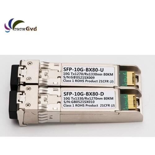 A Pair HW SFP-10G-BXD8 and SFP-10G-BXU8 Compatible 10G BiDi SFP+ 80km Transceiver Module