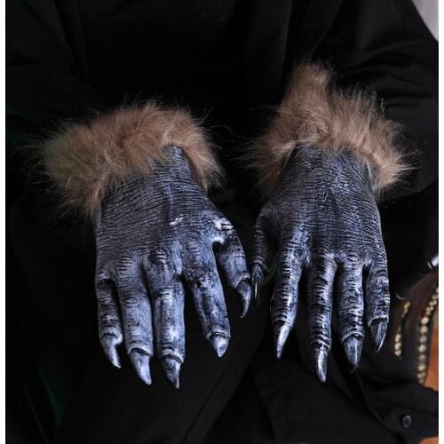 Halloween Werewolves claw gloves, Hairy beast gloves, Fake Wolf claw gloves