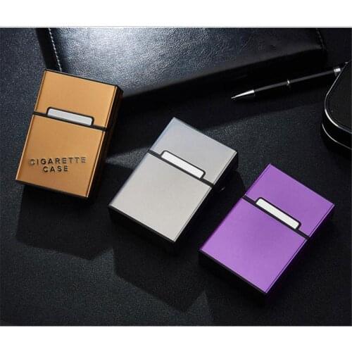 Portable Cigarette Case Hold 20 Cigarette Aluminum Alloy Brushed Gold Magnetic Buckle Large-capacity Metal Cigarette Storage Box