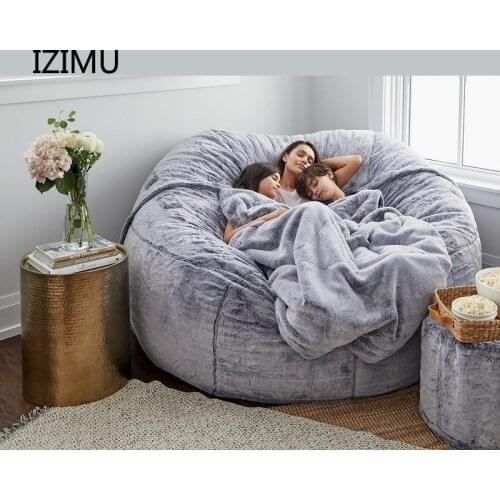 Dropshipping Giant Beanbag Seat Case No Filler Futon Recliner Pouf Lounge Furniture New Big Furry Bean Bag Sofa Cover For Relax