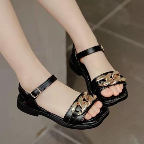 Girls Sandals 2021 Summer New Fashion Girls Princess Shoes Children Beach Scandals Button Type Flats Hot In Girls For Party Chic