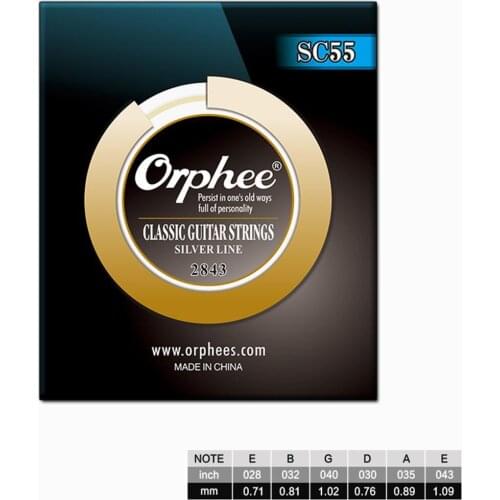 Orphee SC Series 6 Pcs Clear Nylon Silver Plated Wire Classic Classical Guitar Strings