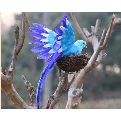 Cute simulation light blue wings bird toy polyethylene & furs long tail bird doll gift about 20x28cm 3004
