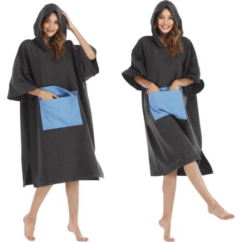 Foldable Surf Wetsuit Changing Robe Beach Hooded Poncho Microfiber Quickly Drying Swimming Bathrobe Home Bath Towel