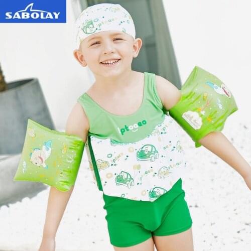 Boy Cartoon One Piece Buoyancy Swimsuit Baby Girl Swim Vest Detachable Float Swimwear Children Beach Rashguard Bathing Suit