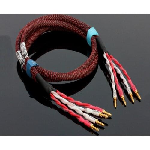 Pair hi-end 4N oxygen-free pure copper HIFI Audiophile Cable banana to banana speaker audio cable
