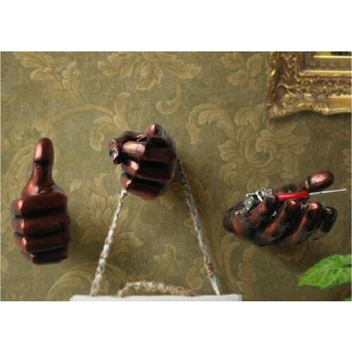 Fun resin big hand hook up Retro exquisite clothes hook Fashion home wall decoration Robe Hooks
