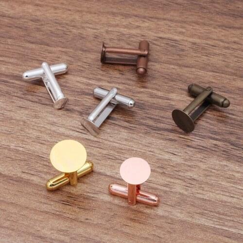 20pcs/lot Cufflink Settings Fit Dia 6 8 10 12 mm Glass Cabochons Settings Diy Jewelry Making Cufflinks For Mens