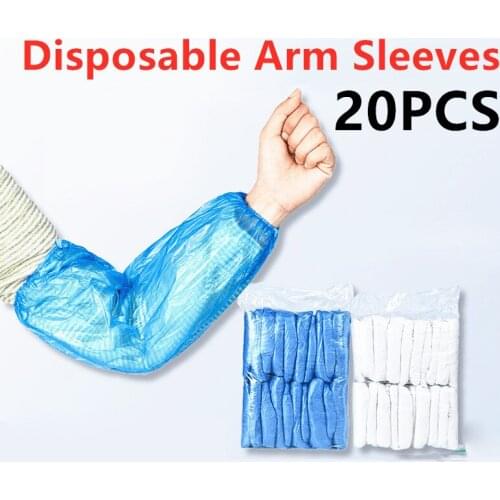20PCS New Disposable Arm Sleeves Elastic Bands Household Cleaning Supplies Waterproof And Oil-proof Long PE Sleeves