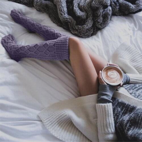 2020 Winter Keep Warm Girls Ladies Women Thigh High Knee High Socks Long Cotton Sexy White Stockings Medias Bandelettes Thighs