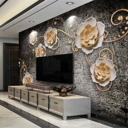 Milofi custom 3D photo wallpaper mural European retro 3D three-dimensional relief flower TV background wall