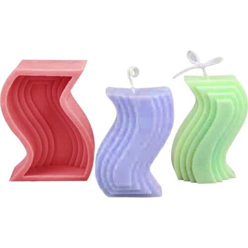 3d Silicone Candle Mold Special Shaped Strip Handmade Decor Diy Design Fondant Soaps Mould for Beeswax Candles Making Supplies