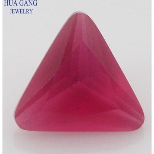 5# Rose Red Triangle Matte Bottom Princess Cut Loose Glass Beads Synthetic Gems For Jewelry Size 3x3~10x10mm Free Shipping