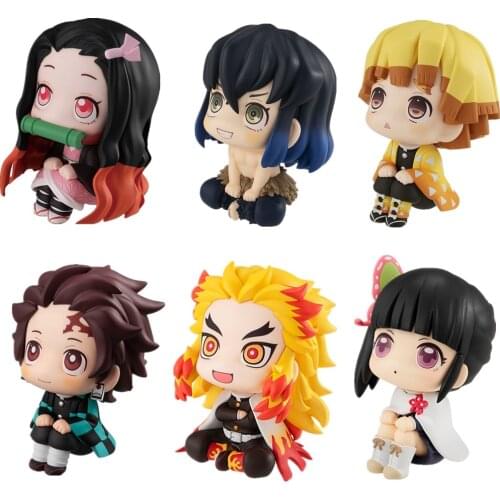 Anime Demon Slayer Kimetsu No Yaiba Look Up PVC Action Figures Toys Anime Figure Children Toys Gift 6pcs/set