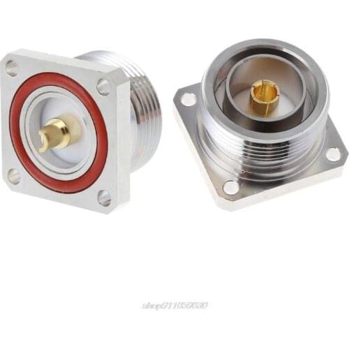 L29 7/16 Din Female Jack Center Connector With 4 Holes Flange Deck Solder Cup RF Coax Adapter Au4 21 Dropship