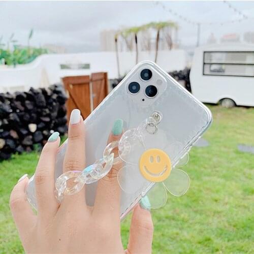 Cute Flower Smile Wrist chain case For iPhone 12Pro 11Pro MAX 7 8 Plus XR XS 12 Mini SE 2020 Happy Expression Bracelet Cases